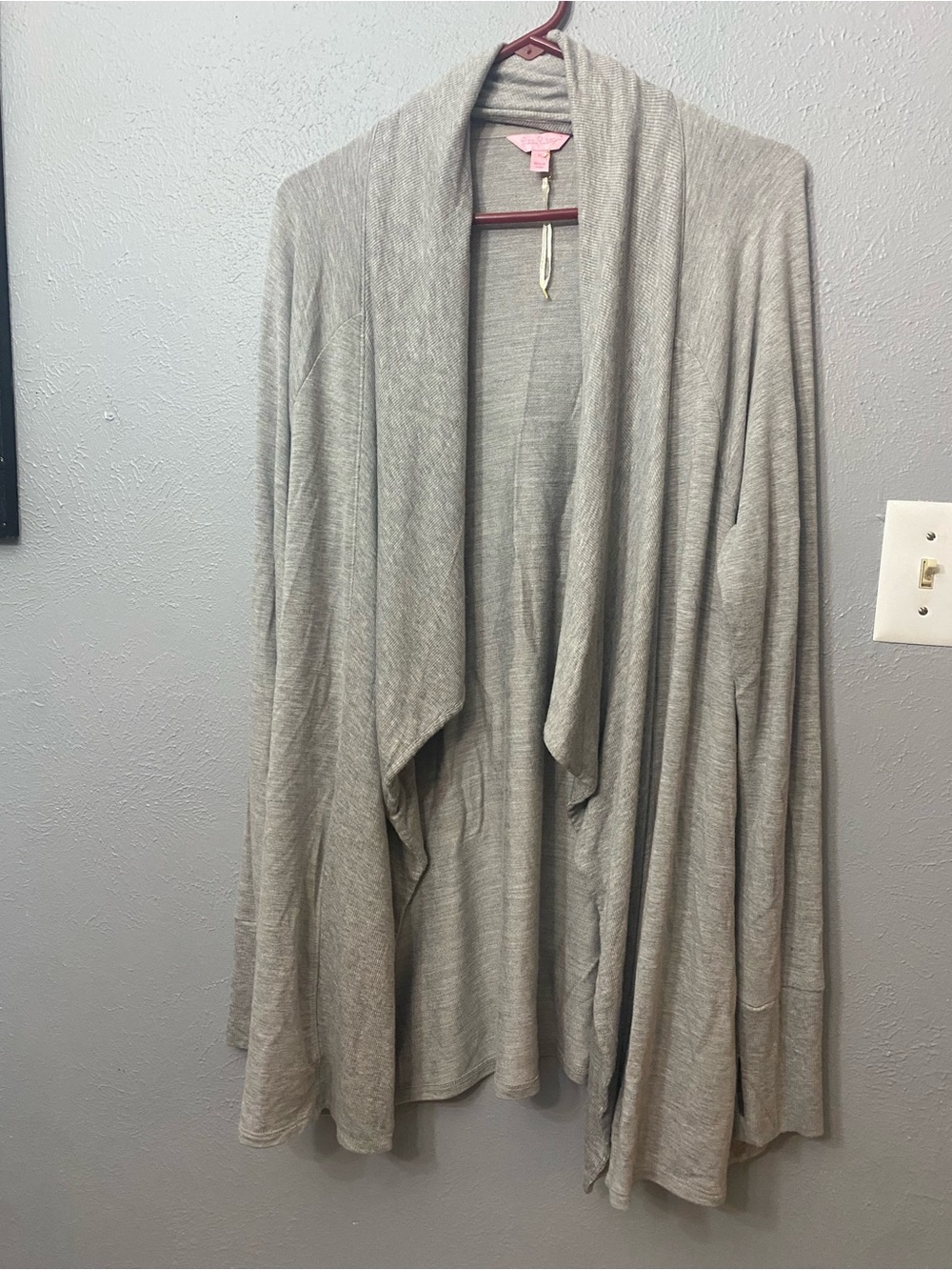 Light Gray Draped Open-Front Women’s Sweater Cardigan XL